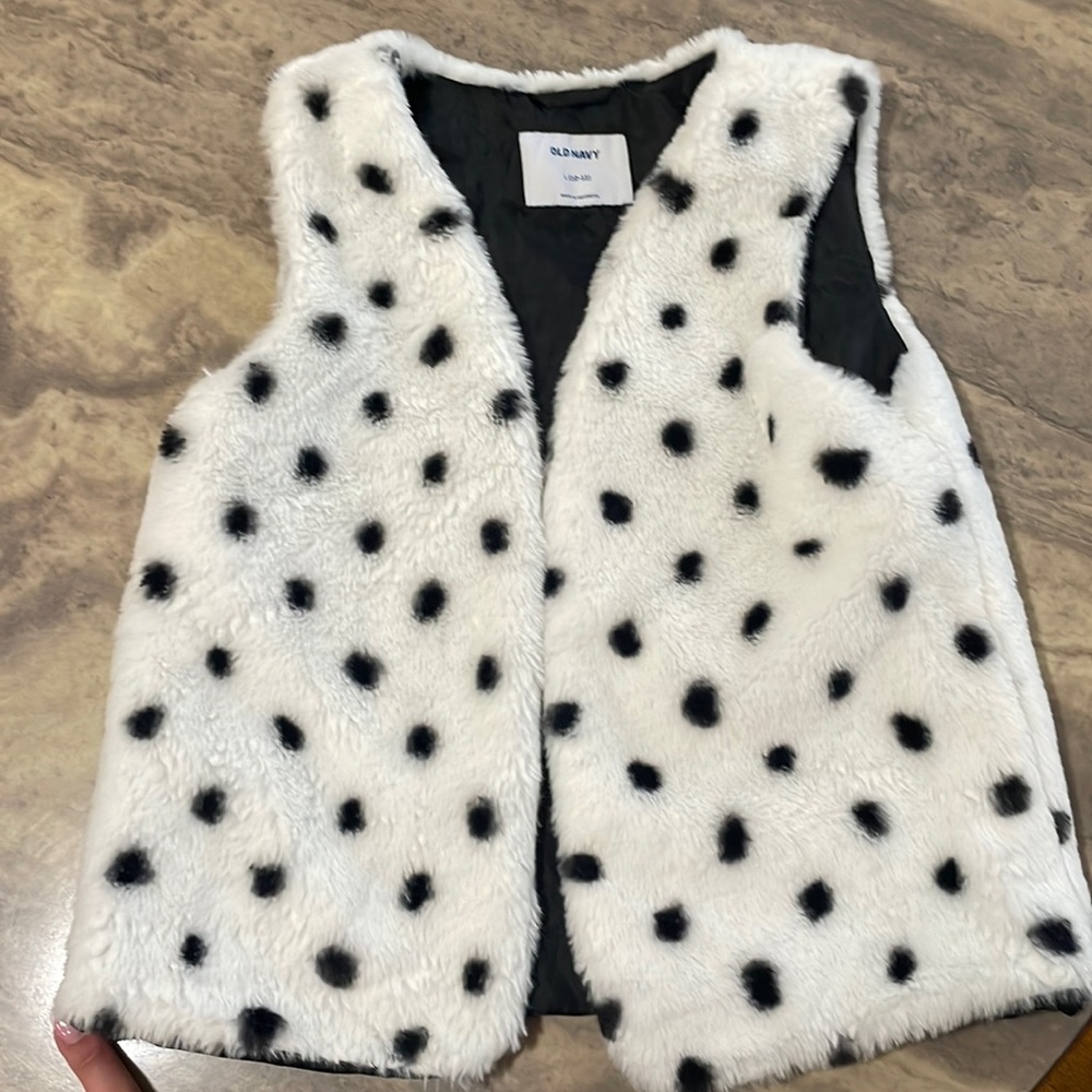 Old Navy little girls faux fur polka dot vest